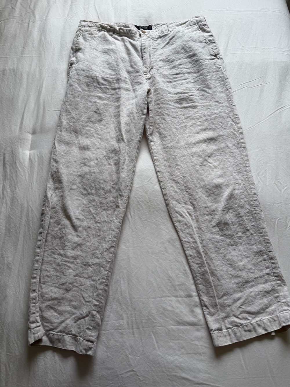 Tasso Elba Men’s Beige 100% Linen Pants Waist 35 Inseam 32